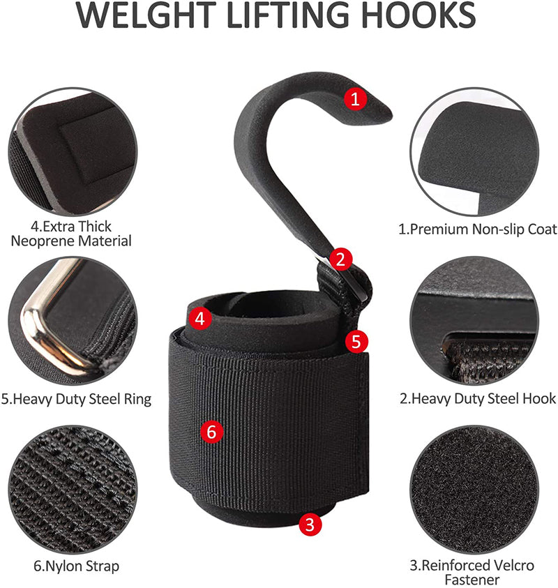 Weight Lifting Hooks | Lifting Wrist Straps | Wrist Wraps 